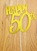 Happy 50th Birthday Glitter Cake Topper – Fiftieth Birthday Party Cake Decoration