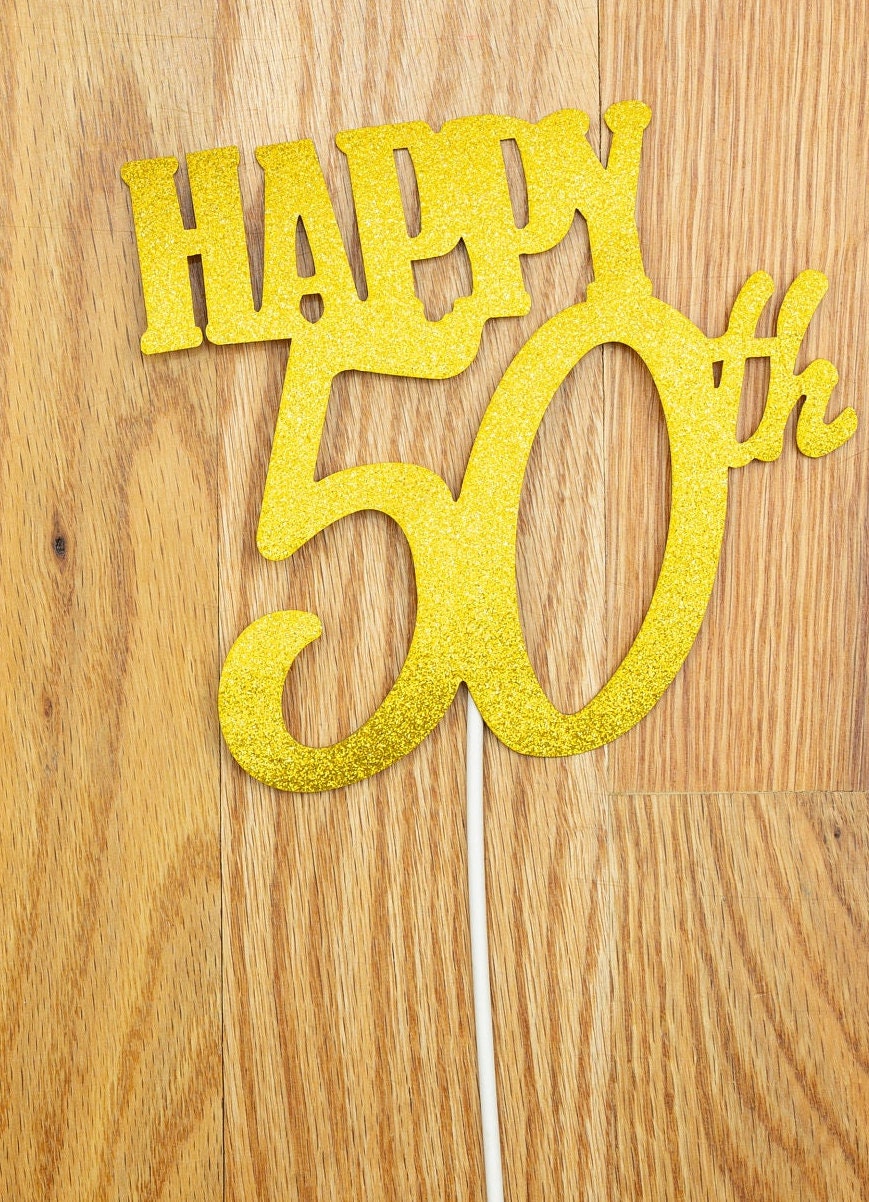 Cyber sale HAPPY 50TH Cake Topper Glitter - fiftieth Birthday fift50 Birthday Cake topper. Birthday Party. Fifty Birthday Party
