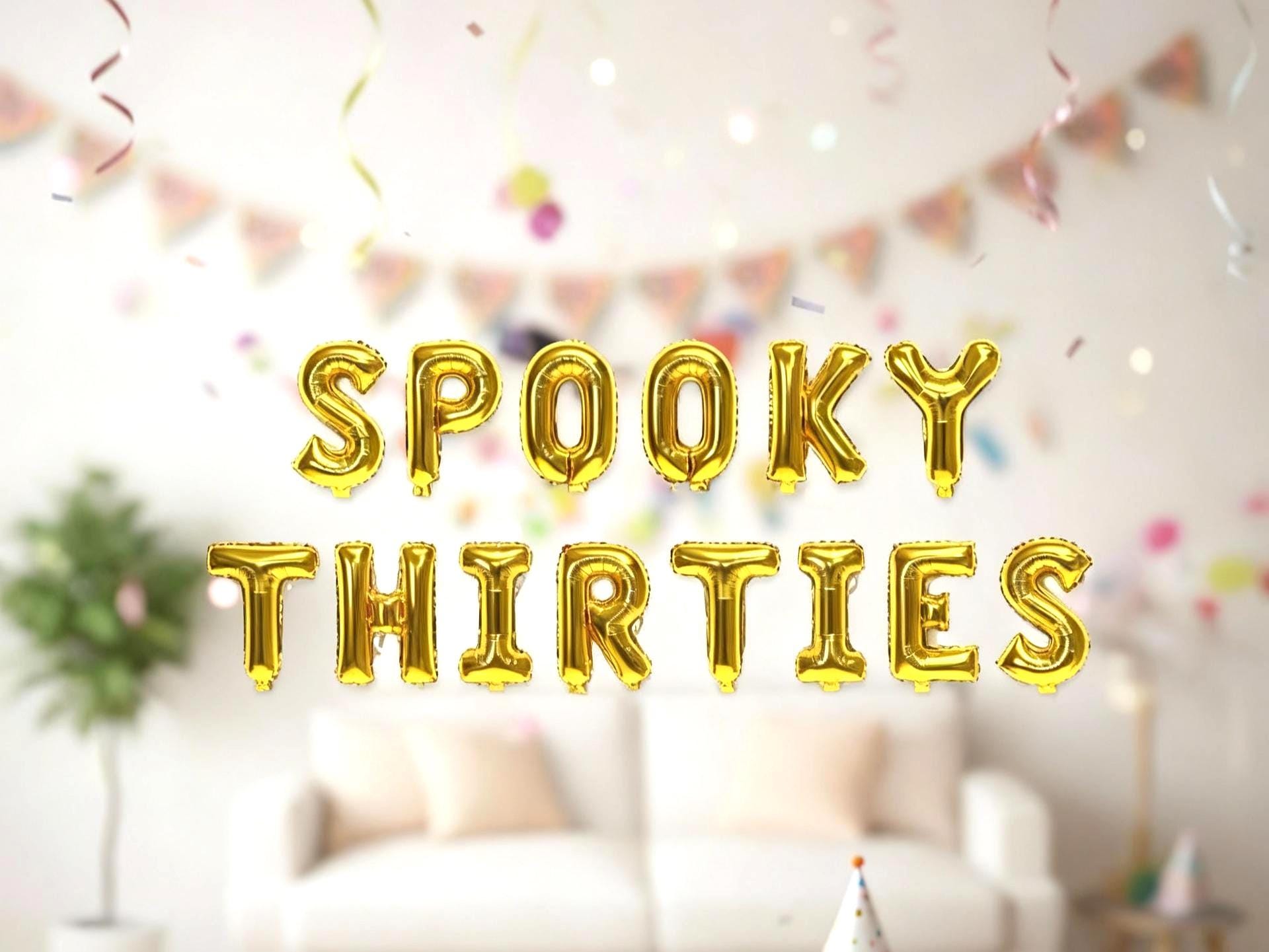 Halloween 30th Balloon Banner Star Rose Gold Decorations - BashMint party decoration