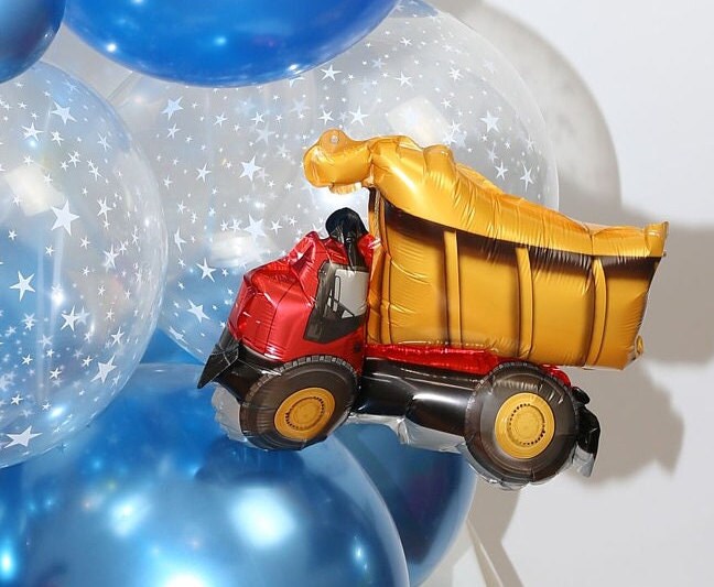 Truck Birthday Party Balloons Star Gold Decorations - BashMint party decoration