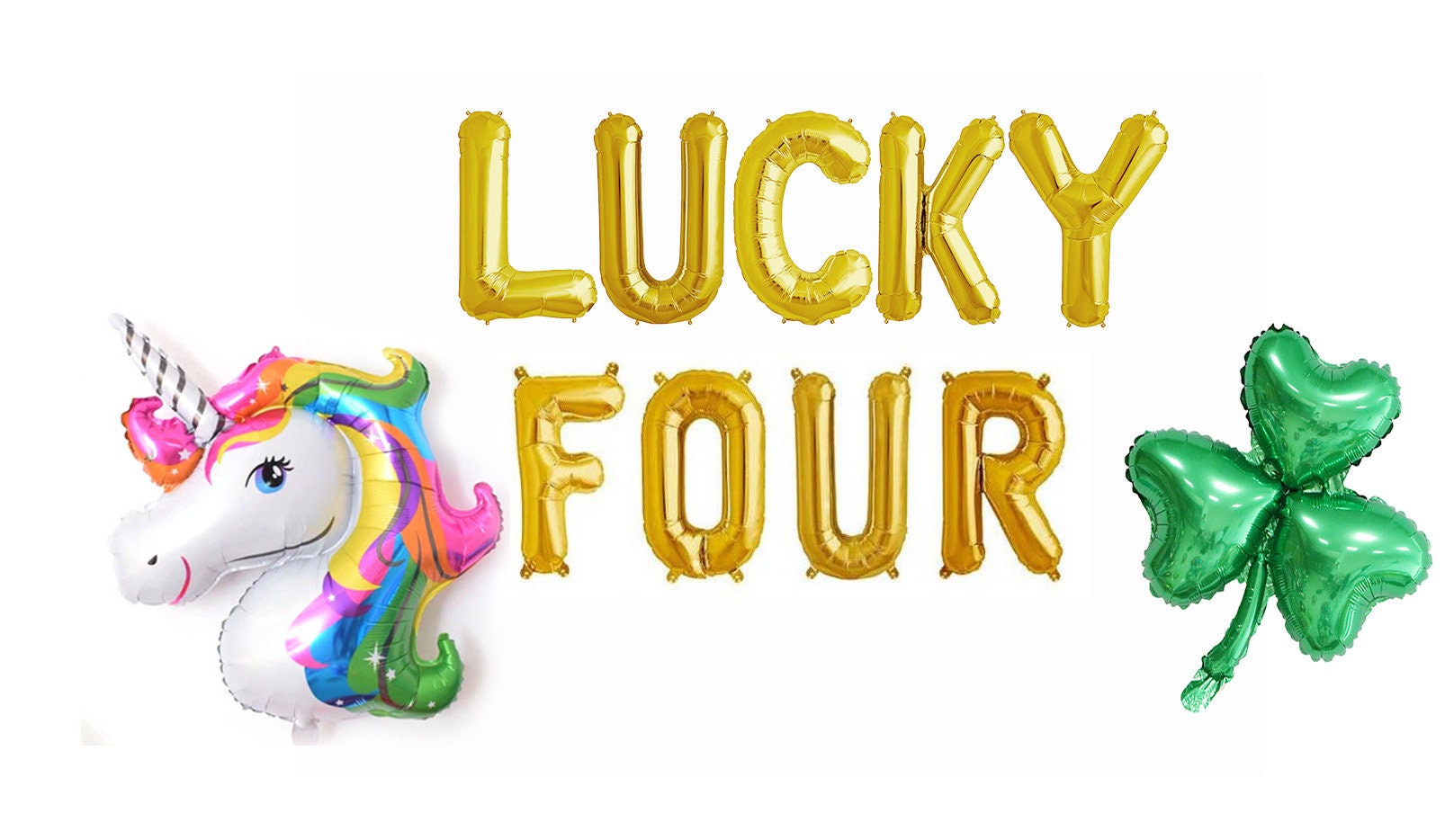 Lucky Four Balloon Banner, 4th Birthday Party Decorations, St. Patrick’s Day Birthday Balloons, March Birthday Decor