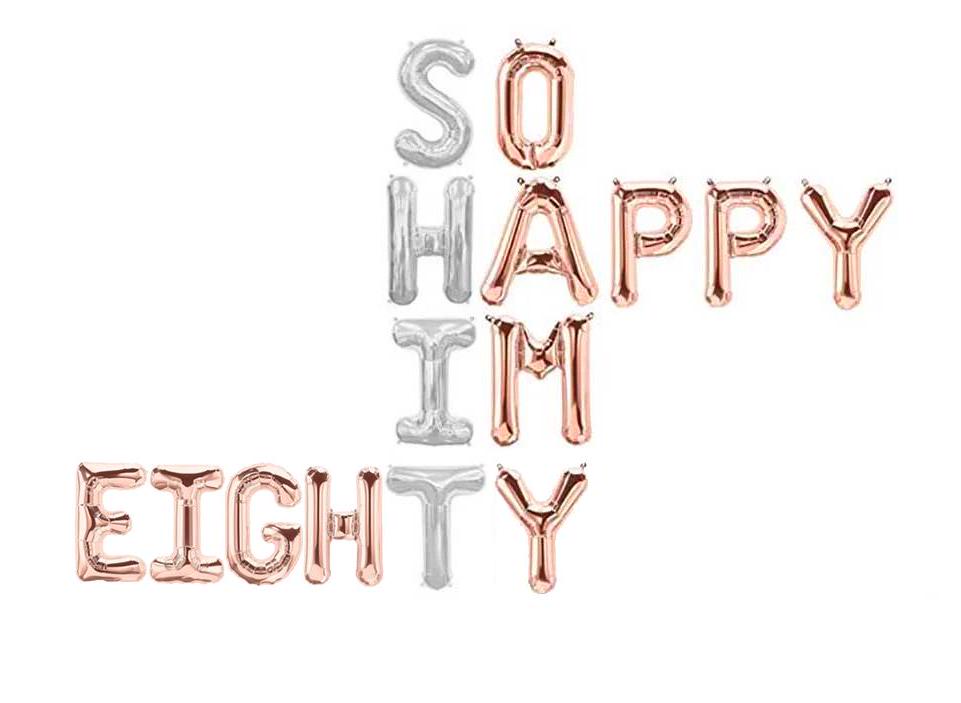 Birthday 80th Party Balloons Letter Rose Gold Decorations - BashMint party decoration