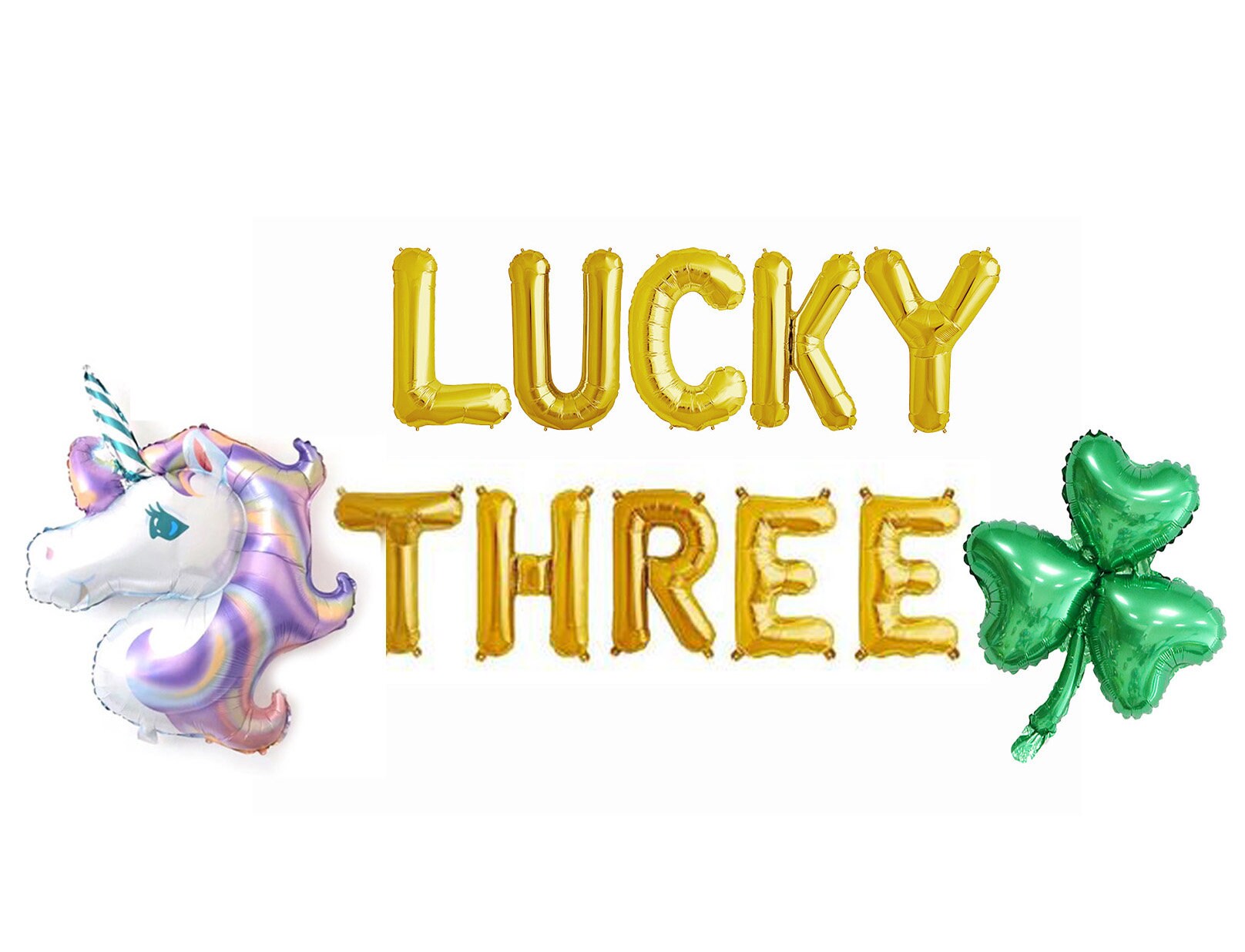 Unicorn 3rd Birthday Balloon Banner Letter Rose Gold Decorations - BashMint party decoration
