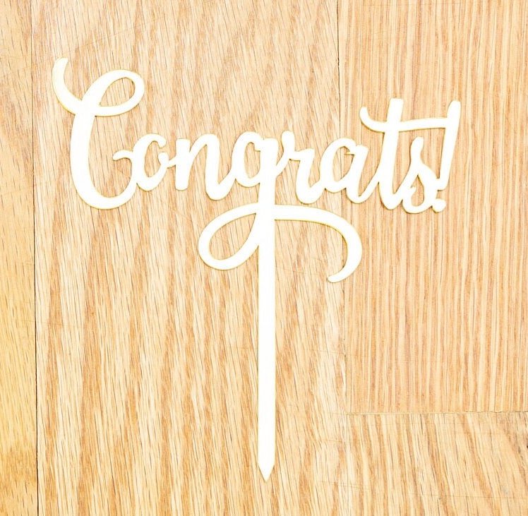 Congrats Cake Topper, Acrylic Mirror Graduation Cake Decoration, Silver Gold Class of 2026 Party Decor