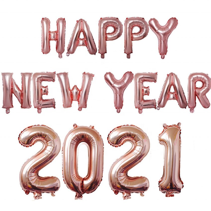 New Year Party Banner Number Rose Gold - BashMint party decoration