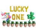 Lucky One 1st Birthday Balloon Banner Letter Gold Decorations - BashMint party decoration