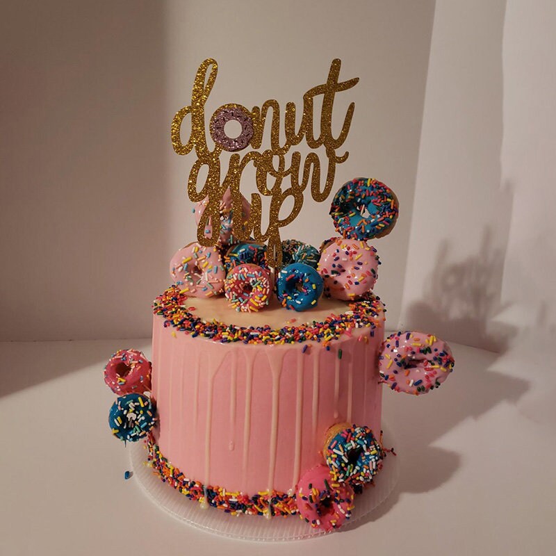 Donut Grow Up Decor Set Cake Topper Glitter Happy Birthday Banner First Second Birthday. Birthday CakeTopper. Smash Cup Cake Topper.