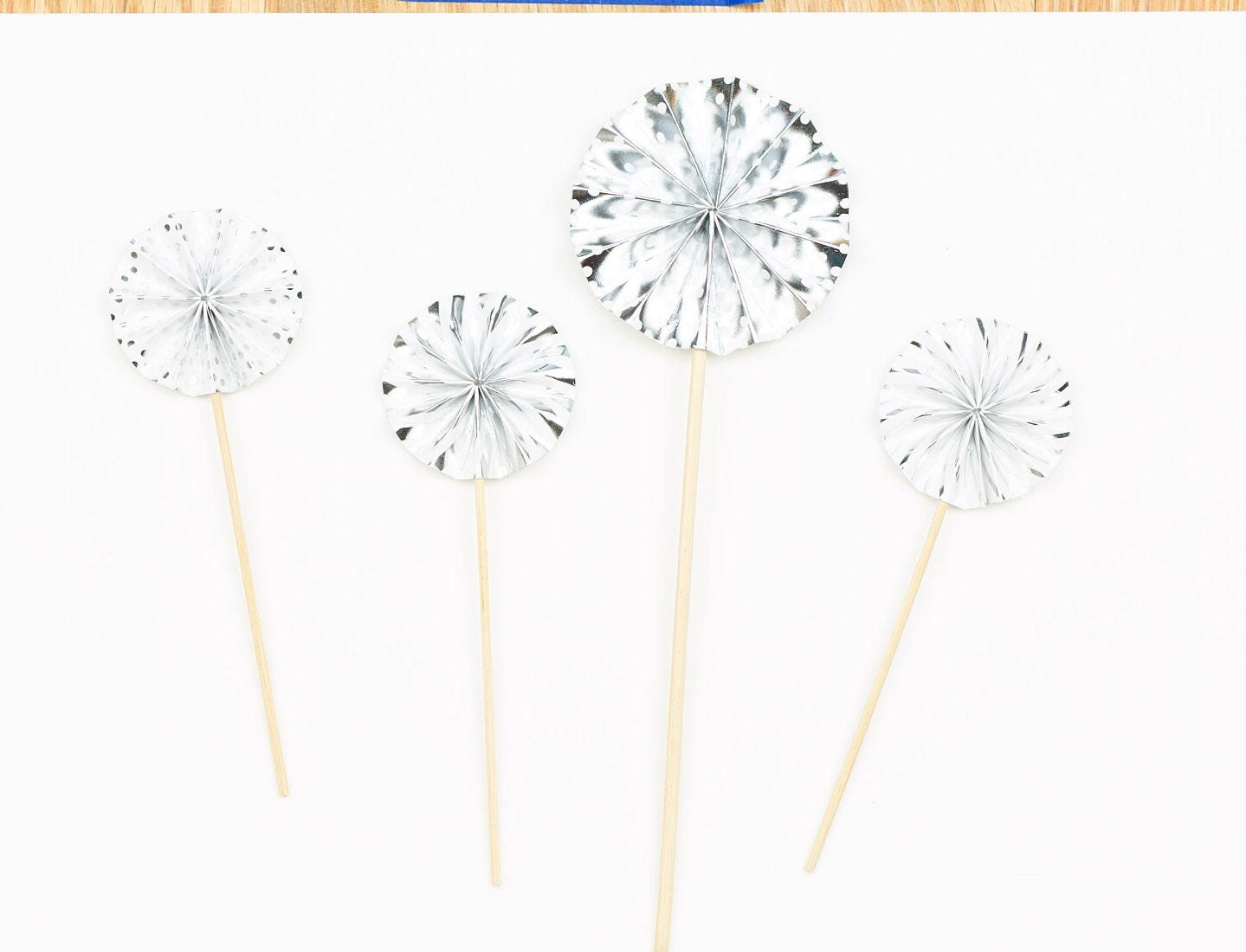 Set of 4 pinwheel cake topper Silver Cake Topper mini Fan 1 2 3 4 5 6 7 8 9 10 21 35 Birthday Cake Topper Girl Woman for her Birthday Party