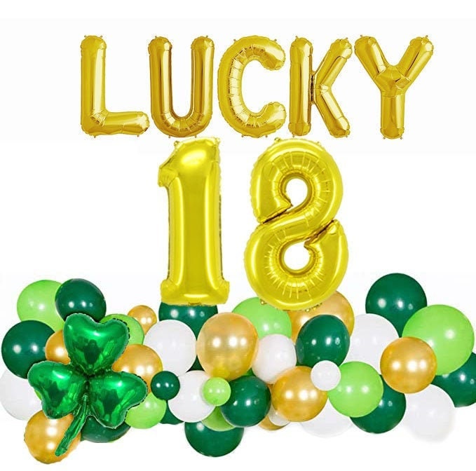 St. Patrick’s Day Balloon Banner Number White Decorations - BashMint party decoration