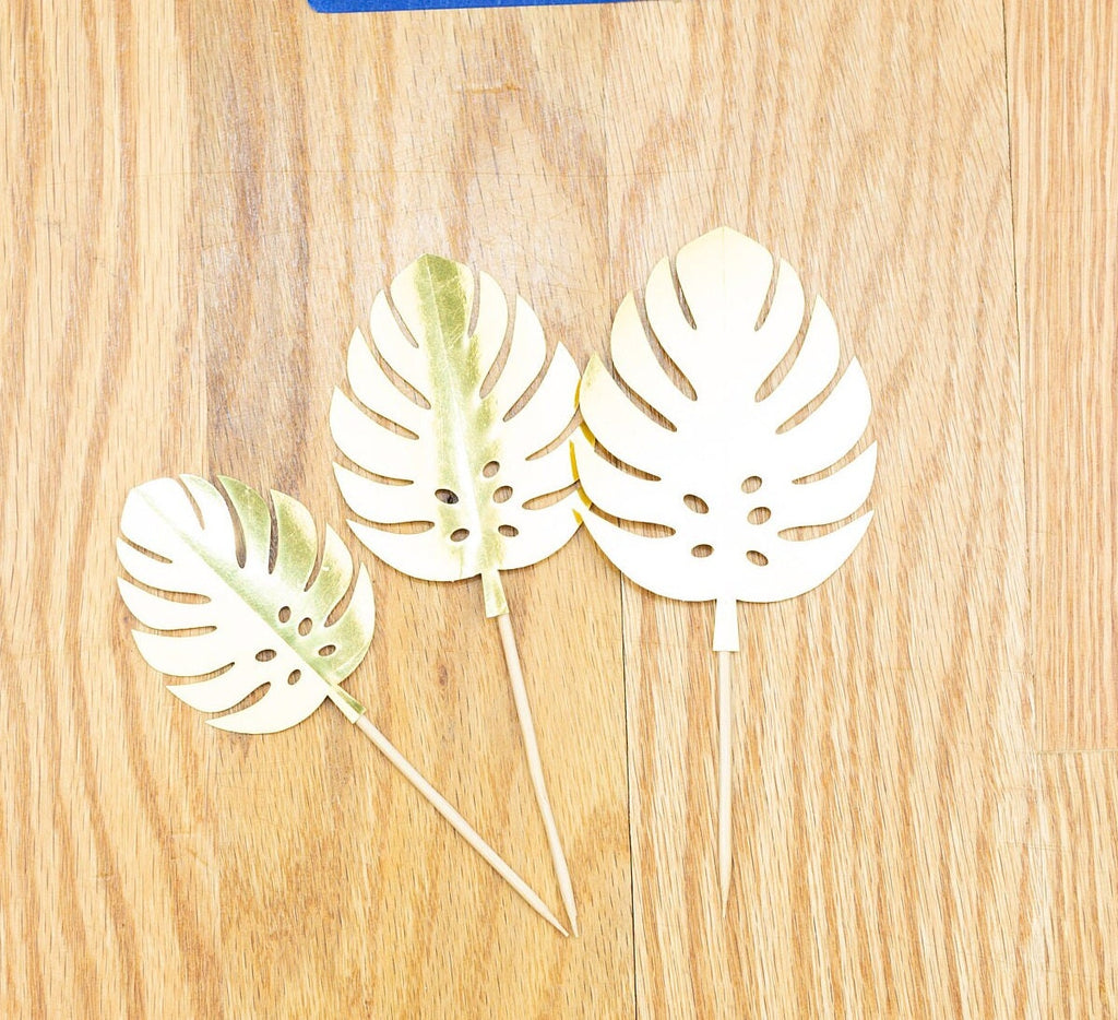 3" Jungle cake topper picks, add on Hawaiian cake topper, jungle leaf cake, tropical leaves for cake 2nd 1st 3rd 4th 5th Wild Birthday Smash