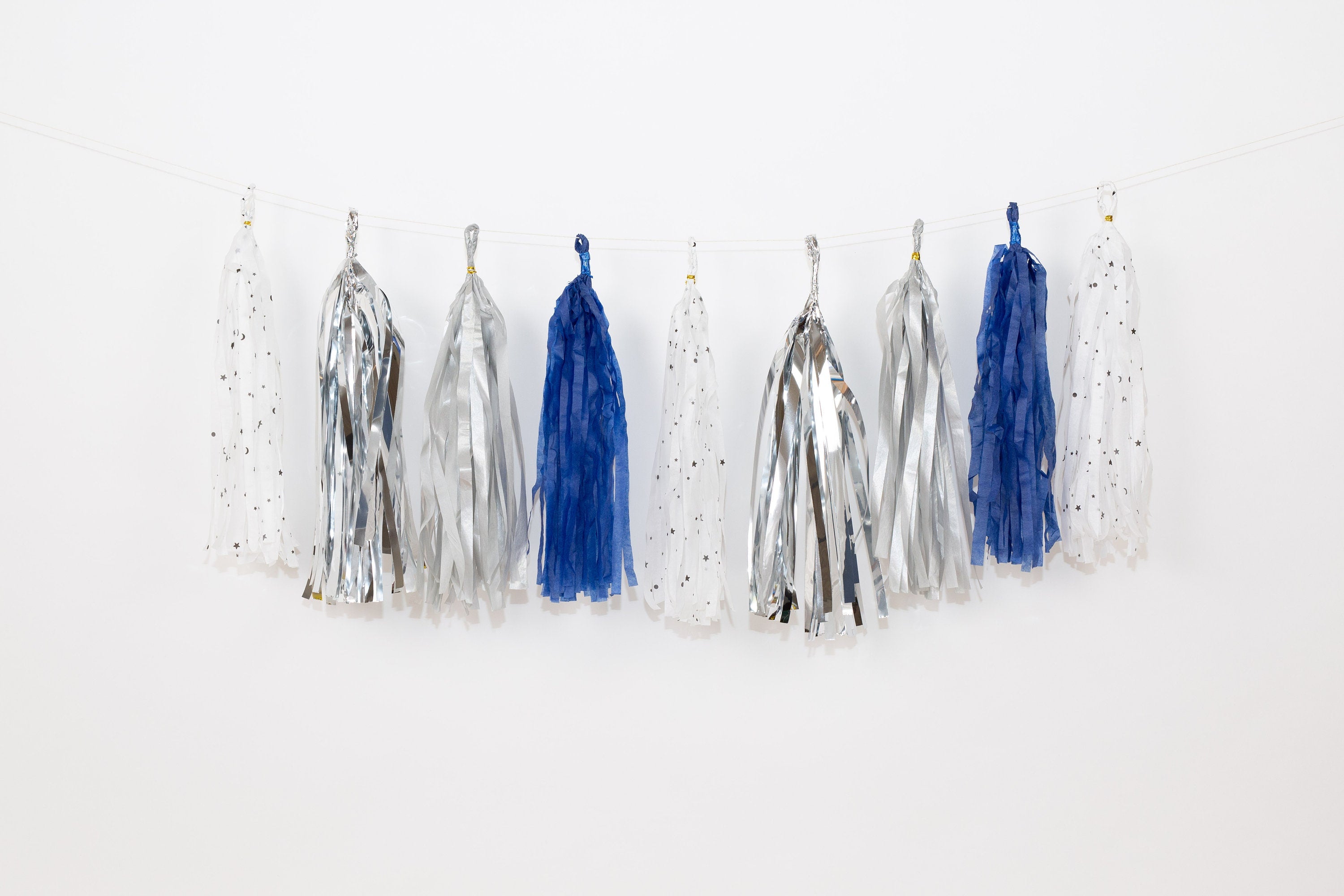 12 pcs Paper Tassels Garland Outer Space Two the Moon Birthday Baby Shower Decor Custom 1st 2nd 3rd 4th Birthday one two three four star boy