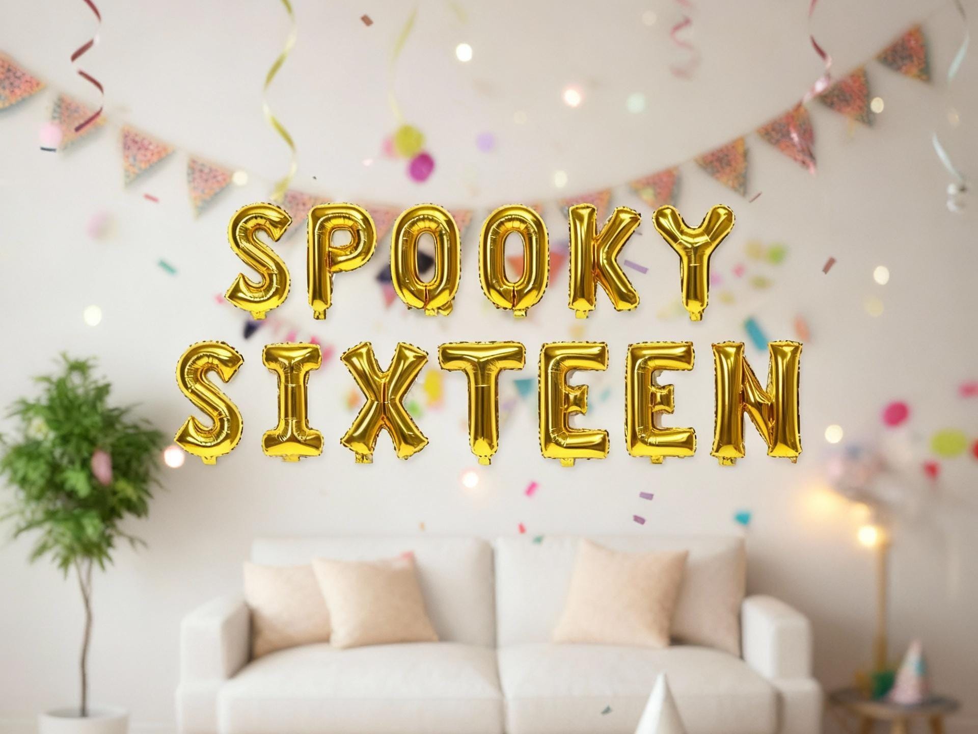 Halloween 16th Balloon Banner Star Rose Gold Decorations - BashMint party decoration
