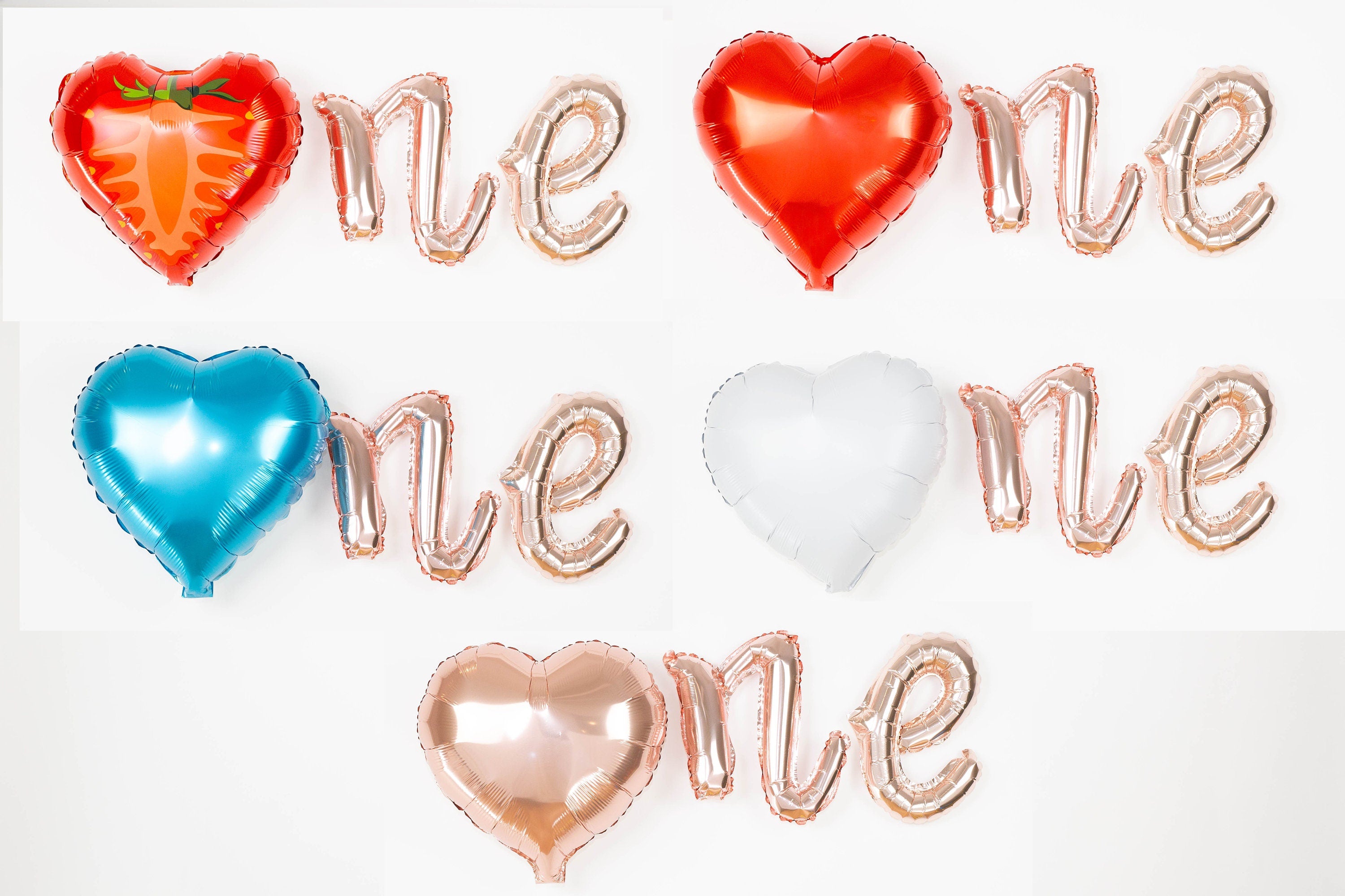 Strawberry 1st Birthday Balloon Banner Heart Rose Gold Decorations - BashMint party decoration