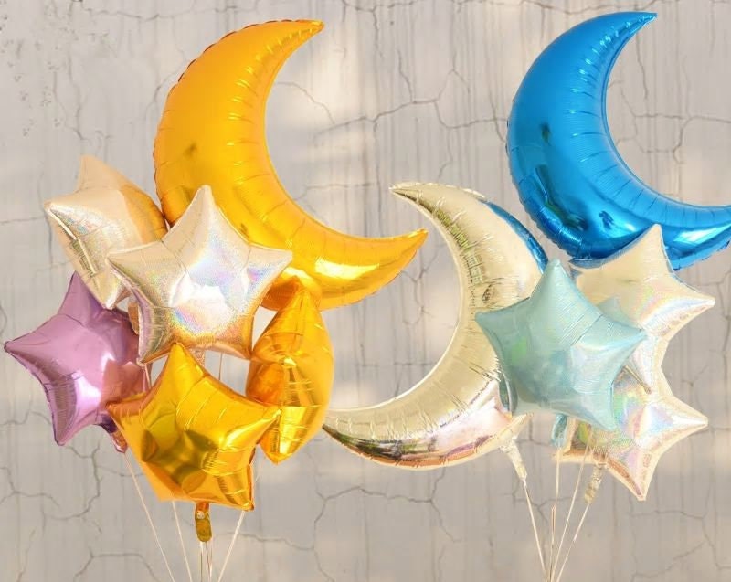 Moon Baby Shower Balloon Banner Heart Rose Gold Decorations - BashMint party decoration