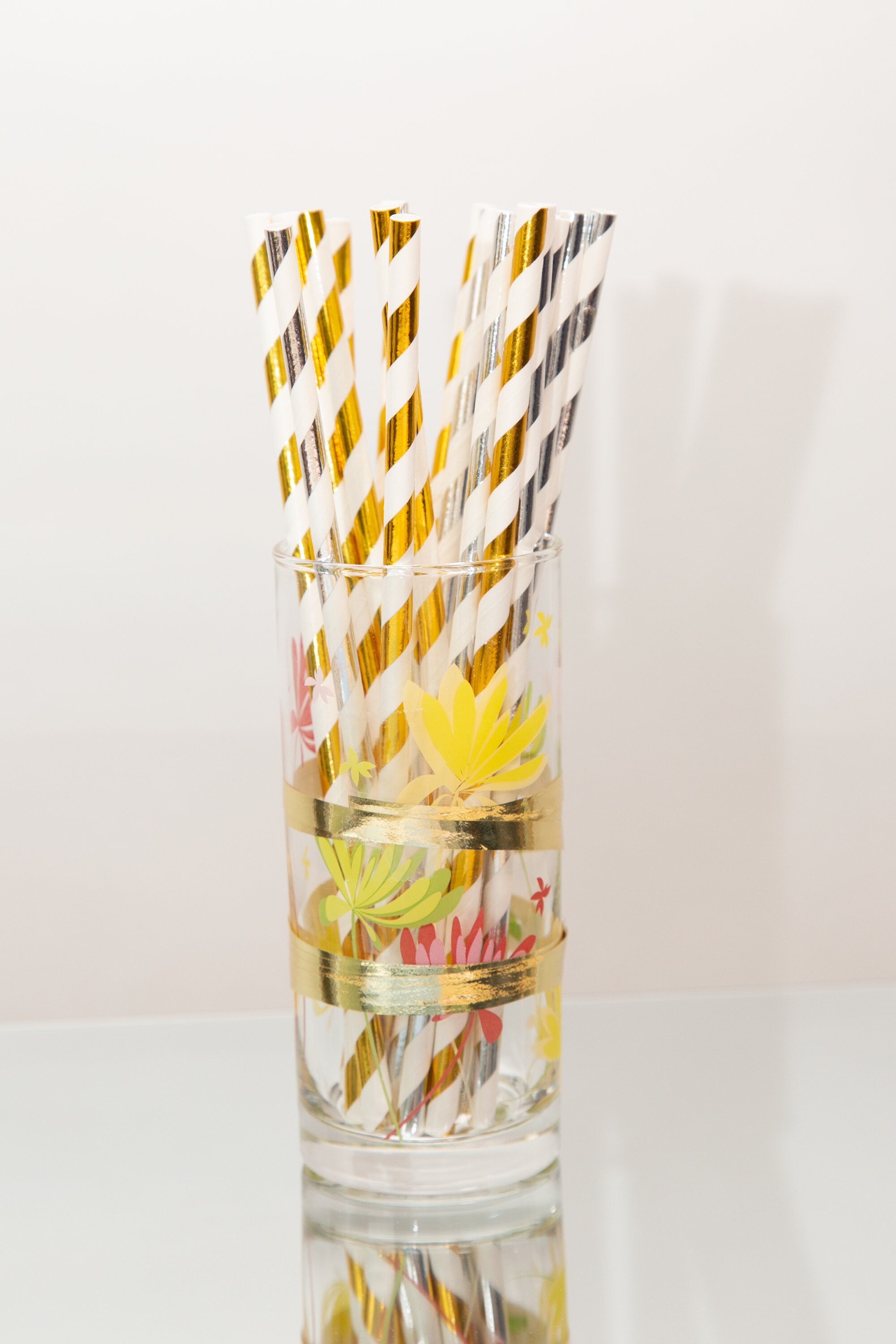 Baby Shower Straws & Stirrers Number Gold - BashMint party decoration