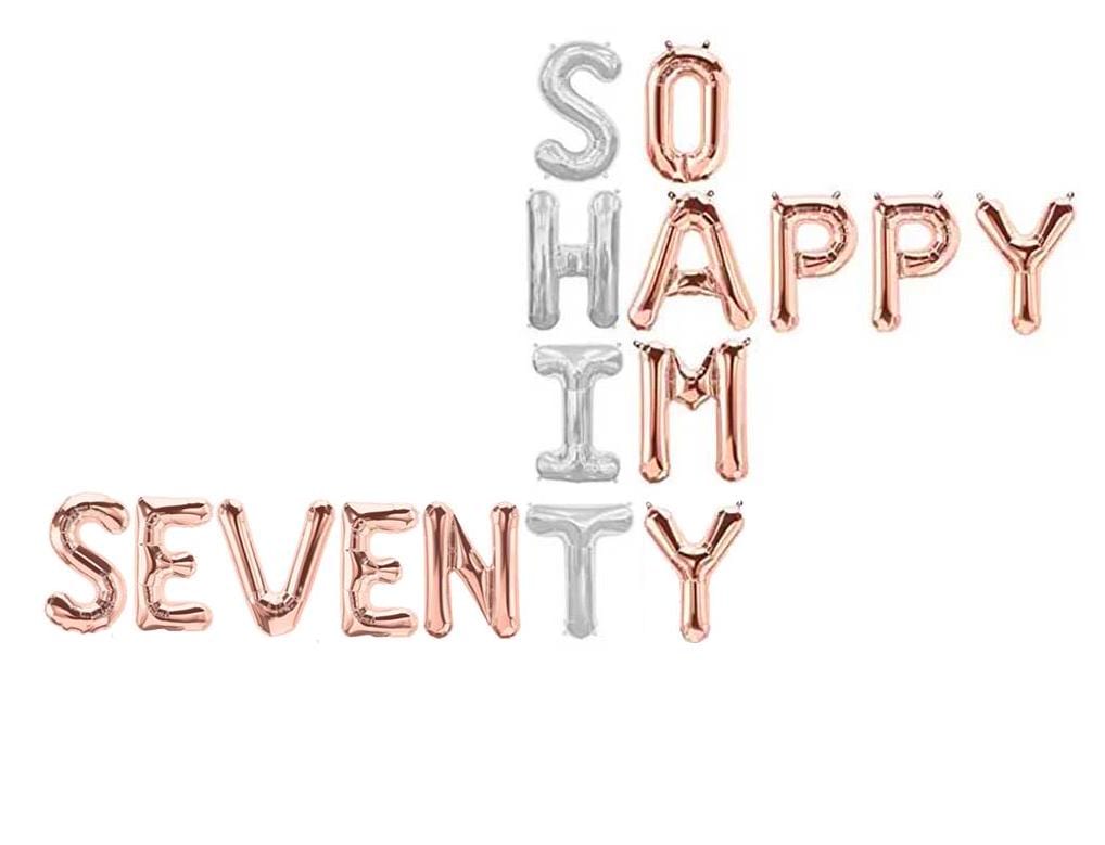 Birthday 70th Party Balloons Letter Rose Gold Decorations - BashMint party decoration