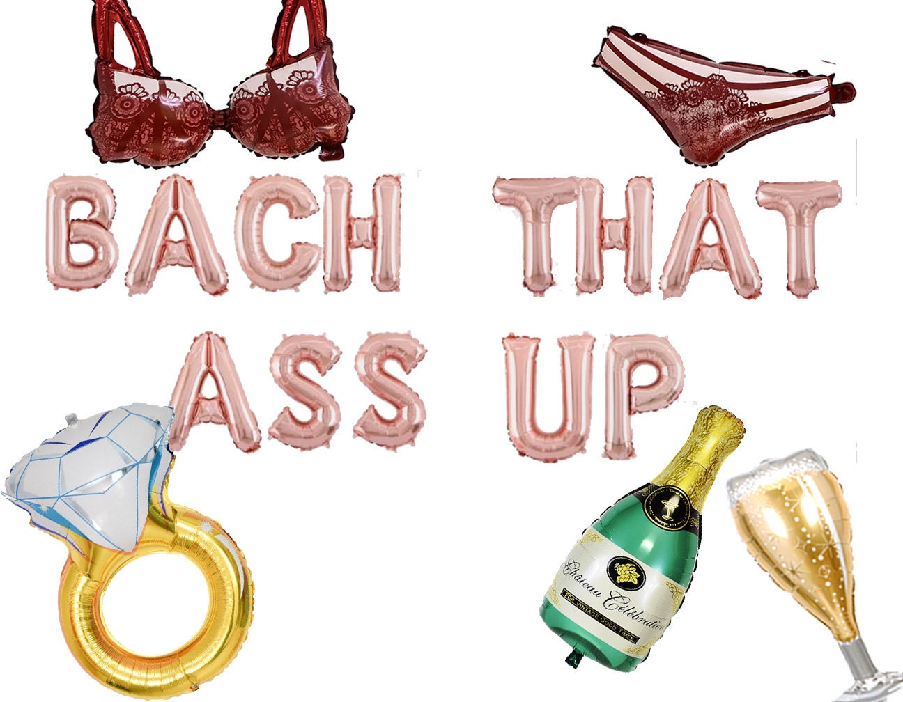 Champagne Bachelorette Party Balloon Banner Letter Rose Gold Decorations - BashMint party decoration