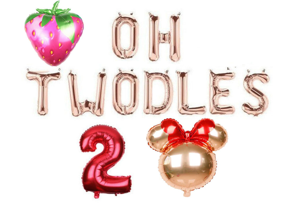 Strawberry 2nd Birthday Balloon Banner Heart Rose Gold Decorations - BashMint party decoration