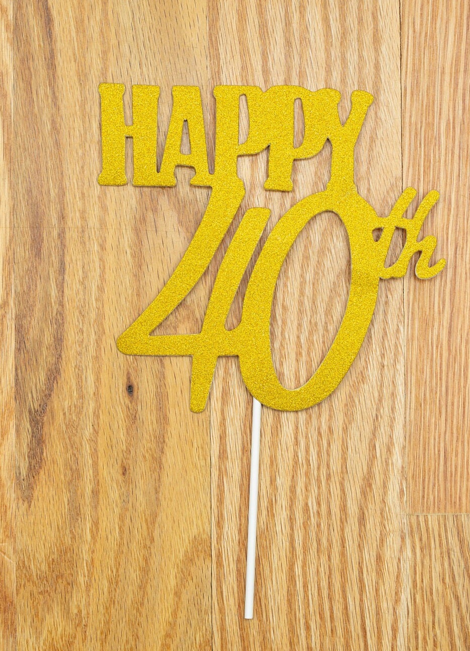 Happy 50th Birthday Glitter Cake Topper – Fiftieth Birthday Party Cake Decoration