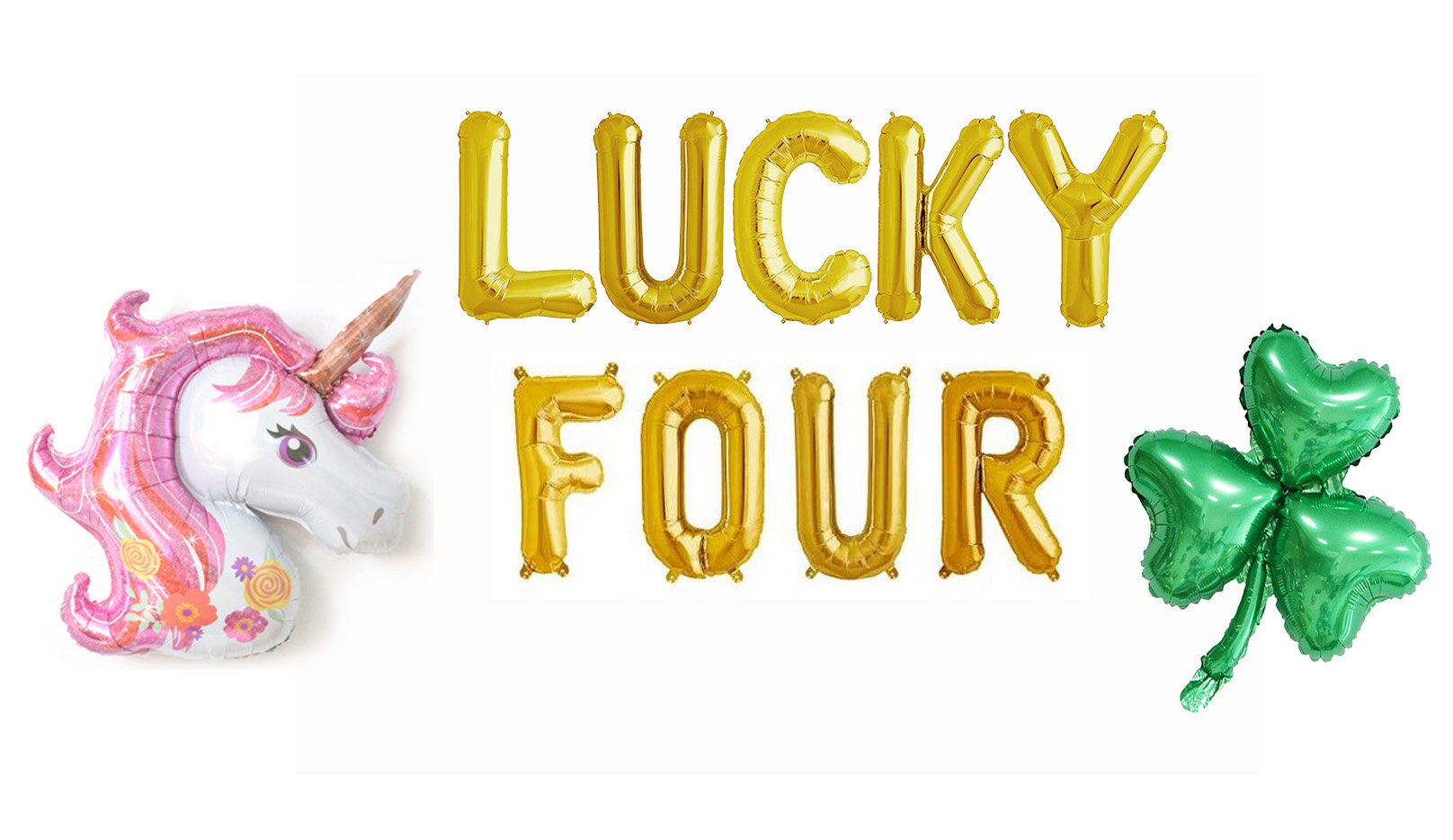 Lucky Four Balloon Banner, 4th Birthday Party Decorations, St. Patrick’s Day Birthday Balloons, March Birthday Decor