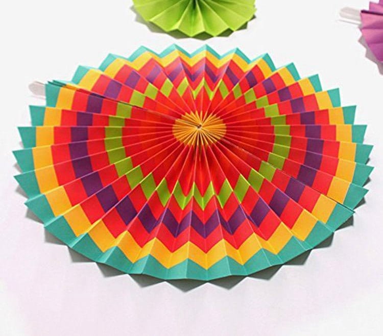 Fiesta Hanging Paper Fans, Colorful Pinwheel Rosette Decorations, Let’s Fiesta Taco Bout a Party Backdrop