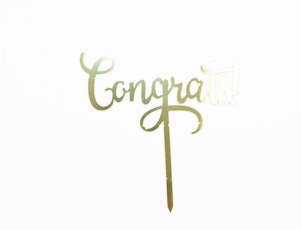 Congrats Cake Topper, Acrylic Mirror Graduation Cake Decoration, Silver Gold Class of 2026 Party Decor