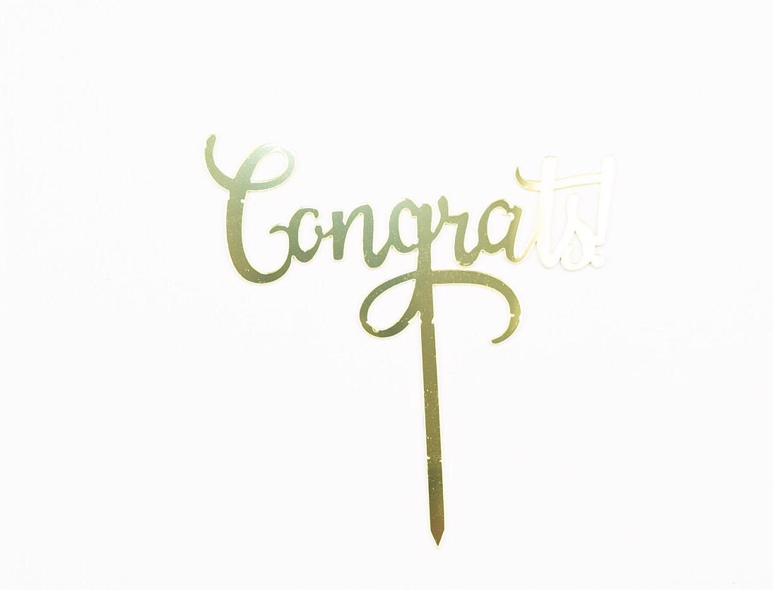 Congrats Cake Topper, Acrylic Mirror Graduation Cake Decoration, Silver Gold Class of 2026 Party Decor