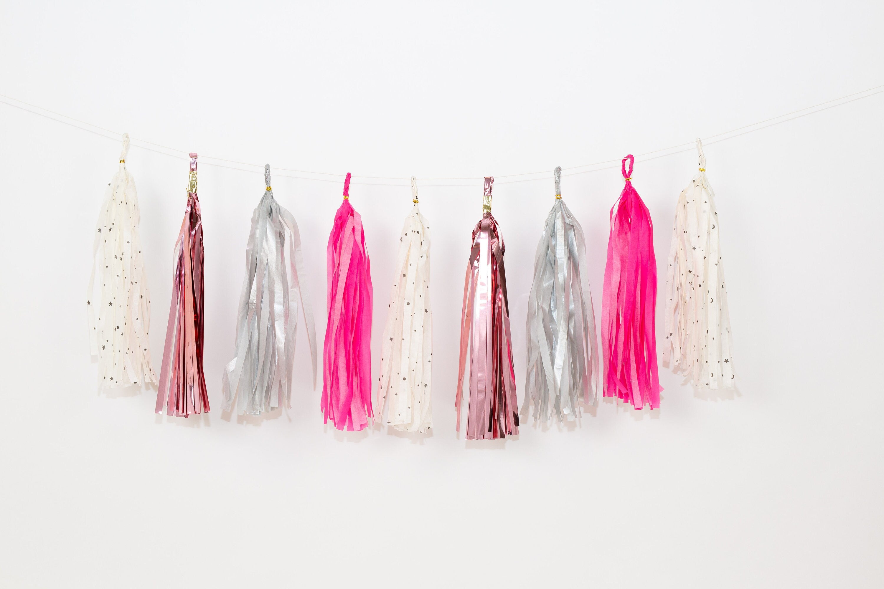 12 pcs Paper Tassels Garland Outer Space Two the Moon Birthday Baby Shower Decor Custom 1st 2nd 3rd 4th Birthday one three four star girl
