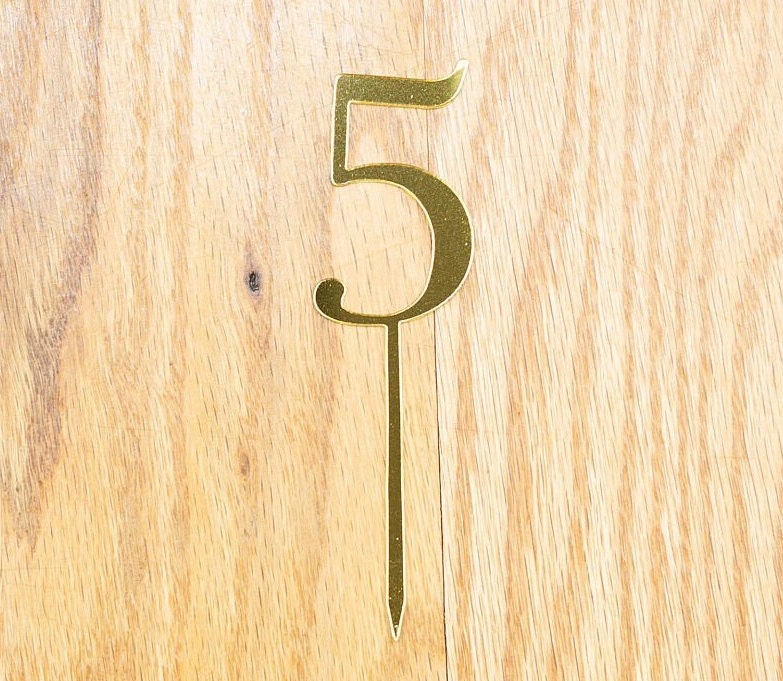 5 Cake Topper | Five | Fifth Birthday party decoration | I am five | gold acrylic mirror | 5th decor  | decoration