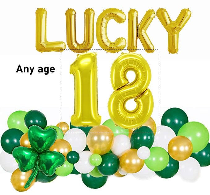 St. Patrick’s Day Balloon Banner Number White Decorations - BashMint party decoration