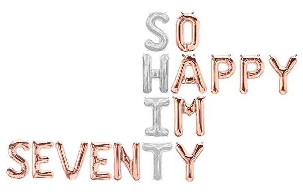 Birthday 70th Party Balloons Letter Rose Gold Decorations - BashMint party decoration