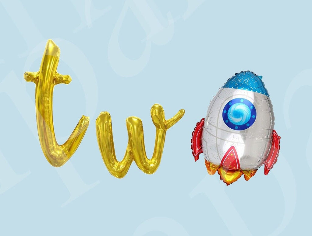 Outer Space Birthday Balloon Banner Letter Rose Gold Decorations - BashMint party decoration