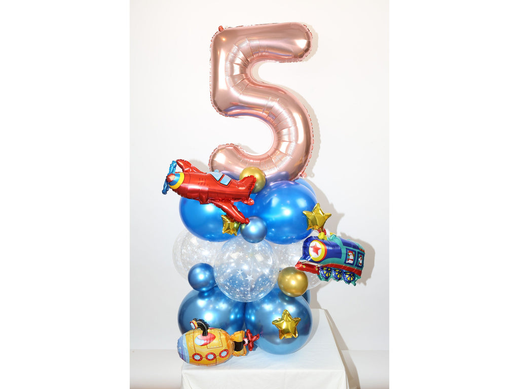 Train Birthday Party Balloons Star Gold Decorations - BashMint party decoration