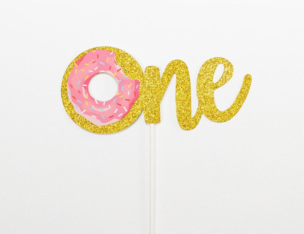 One Donut bite Cake Topper Glitter - First Birthday Birthday Cake Topper Smash Cake Topper Birthday Party 1st Birthday Party 1 baby sprinkle
