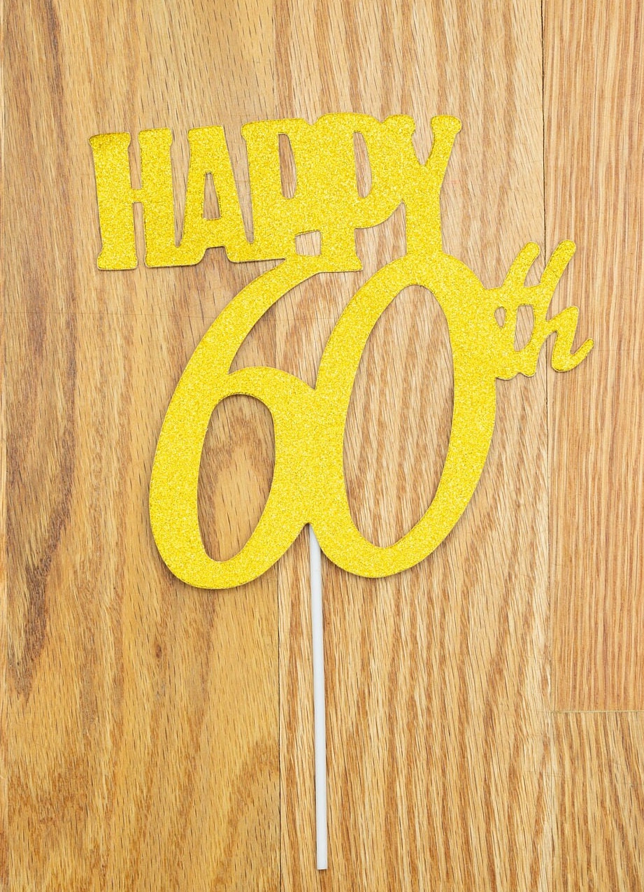 Happy 50th Birthday Glitter Cake Topper – Fiftieth Birthday Party Cake Decoration