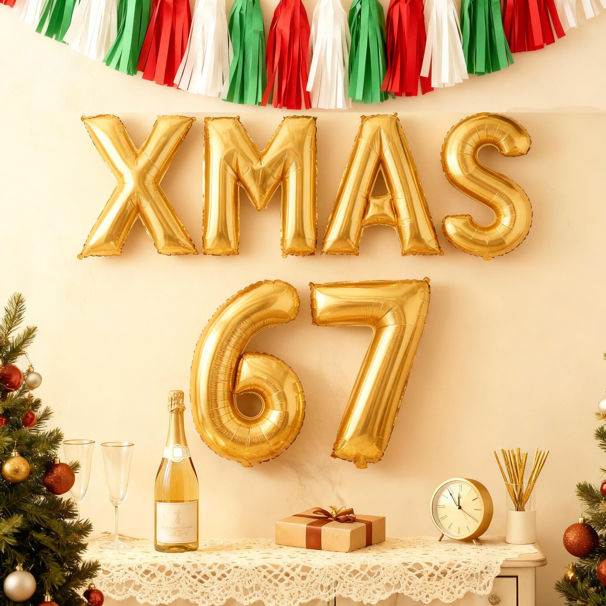 Star Christmas Tassel Garland Heart Rose Gold - BashMint party decoration