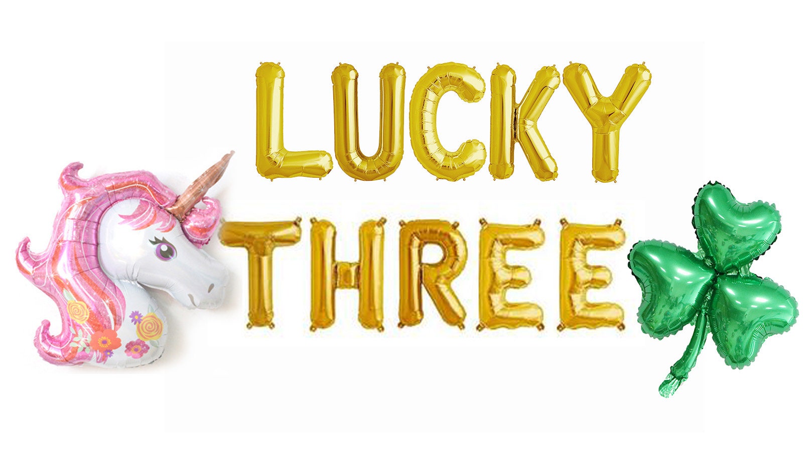 Unicorn 3rd Birthday Balloon Banner Letter Rose Gold Decorations - BashMint party decoration