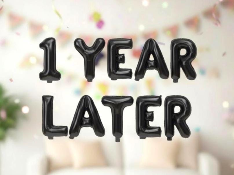 1 Year Later Birthday Banner | “ONE” 16” Foil Letter Balloons | 1st Birthday Mylar Balloons Set | 8 Colors