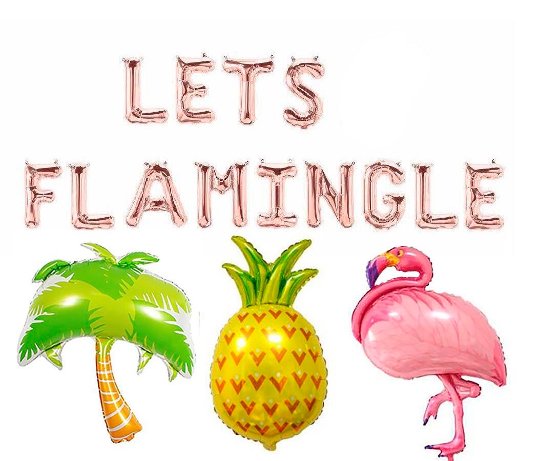 Tropical Birthday Balloon Banner Round Rose Gold Decorations - BashMint party decoration