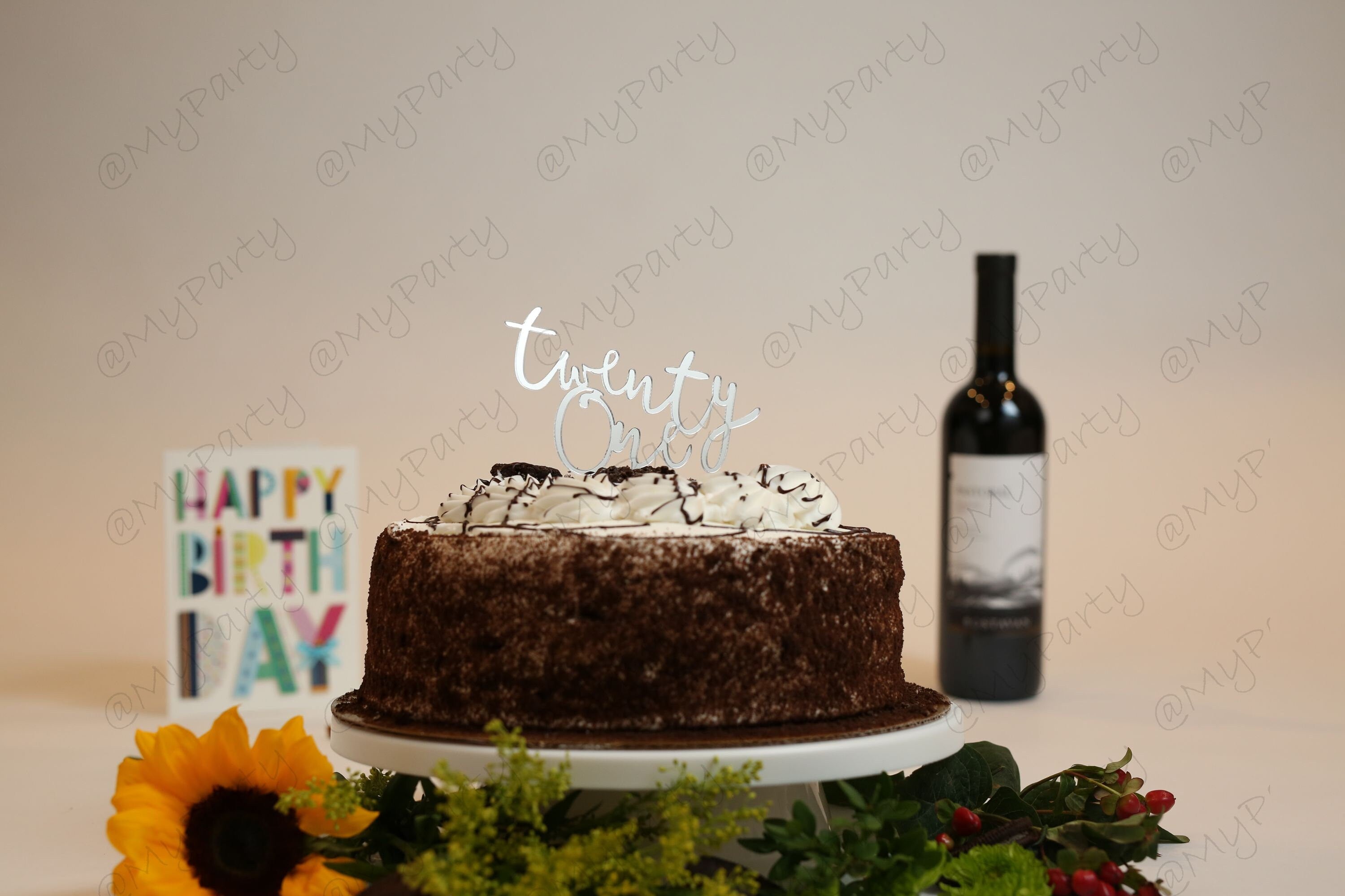 Twenty One First 21st CALLIGRAPHY Cake Topper Acrylic Birthday Cake Topper Smash Topper Birthday Party 21 years