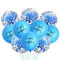 10 Pc Happy Birthday Balloon Bouquet, Blue Chrome Latex Balloons, Blue Birthday Party Balloon Bundle Decor for Boy or Him