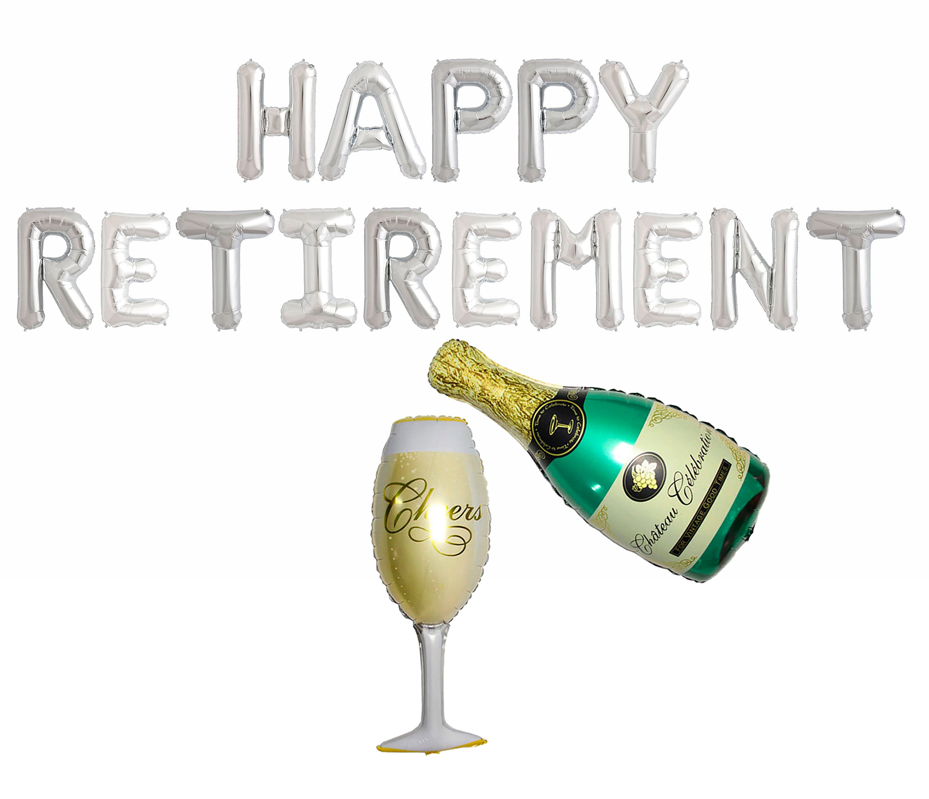 Champagne Retirement Balloon Banner Letter Rose Gold Decorations - BashMint party decoration