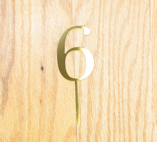 Birthday 6th Cake Topper Number Gold Decoration - BashMint party decoration