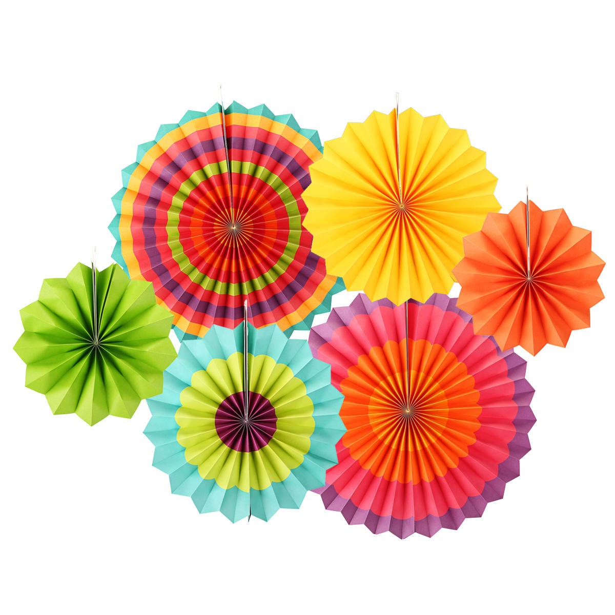 Fiesta Hanging Paper Fans, Colorful Pinwheel Rosette Decorations, Let’s Fiesta Taco Bout a Party Backdrop