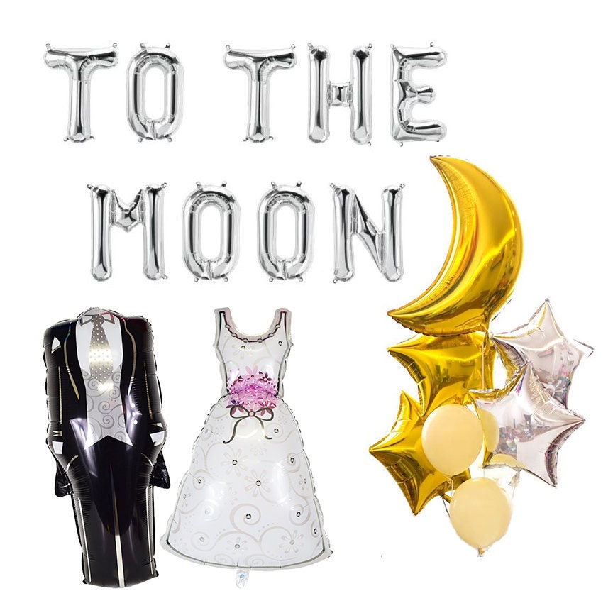 Moon Baby Shower Balloon Banner Heart Rose Gold Decorations - BashMint party decoration