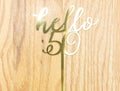 Hello 50 Cake Topper Gold Mirror Acrylic  -  Cake Toppers for Birthday, 50th Anniversary Cake Topper, Hello 30 40 60 Birthday