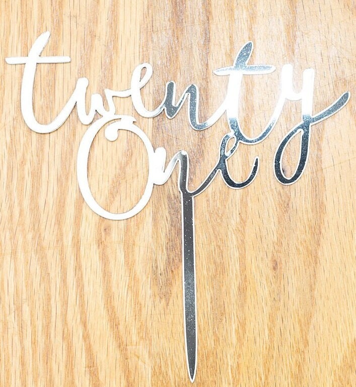 Happy Birthday Cake Topper twenty one 21 21st twenty first Birthday CakeTopper Smash Party Silvermirror  legal rip fake id