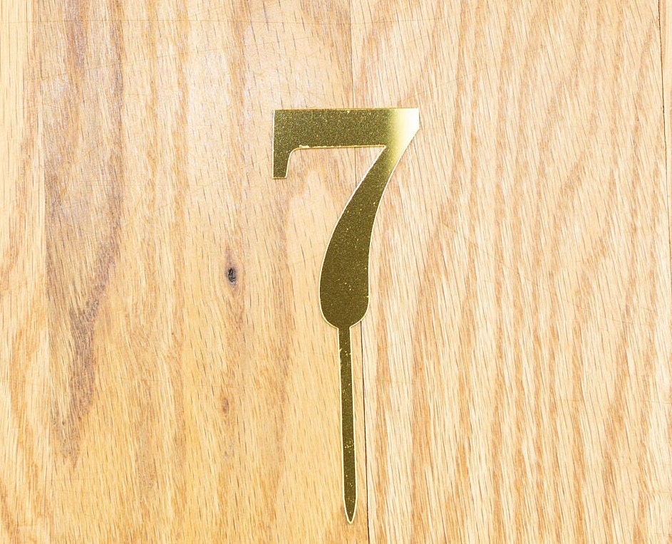 7 Cake Topper | Seven | Seven Birthday party decoration | I am seven | gold acrylic mirror | 7th decor  | decoration
