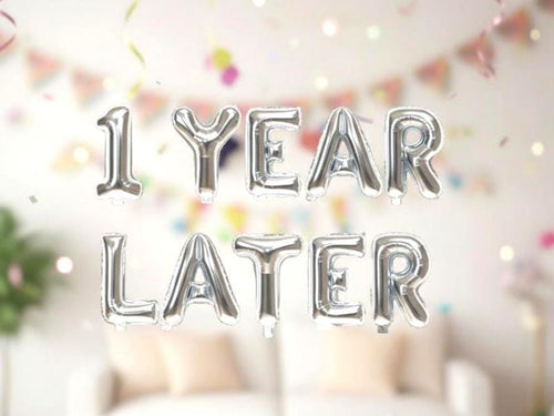 1 Year Later Birthday Banner | “ONE” 16” Foil Letter Balloons | 1st Birthday Mylar Balloons Set | 8 Colors