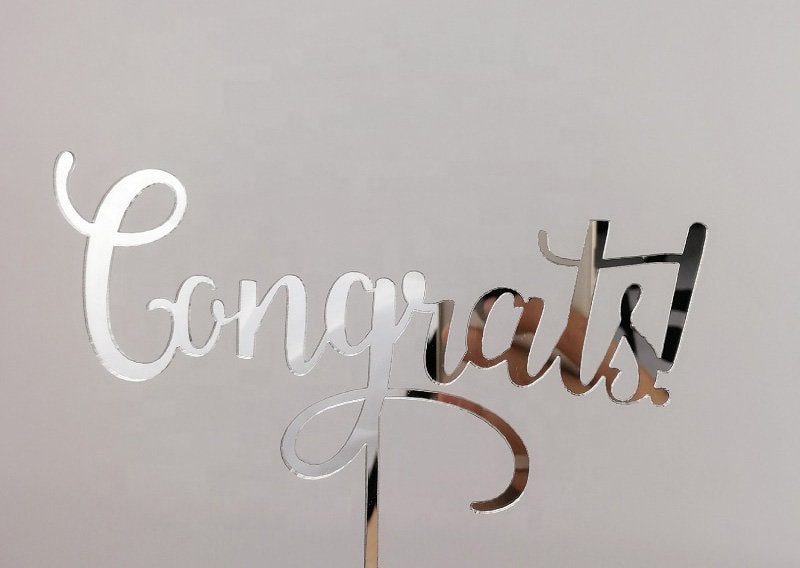 Congrats Cake topper acrylic mirror Silver Gold Class of 2026 graduation decorations party 2026 balloons graduation decorations